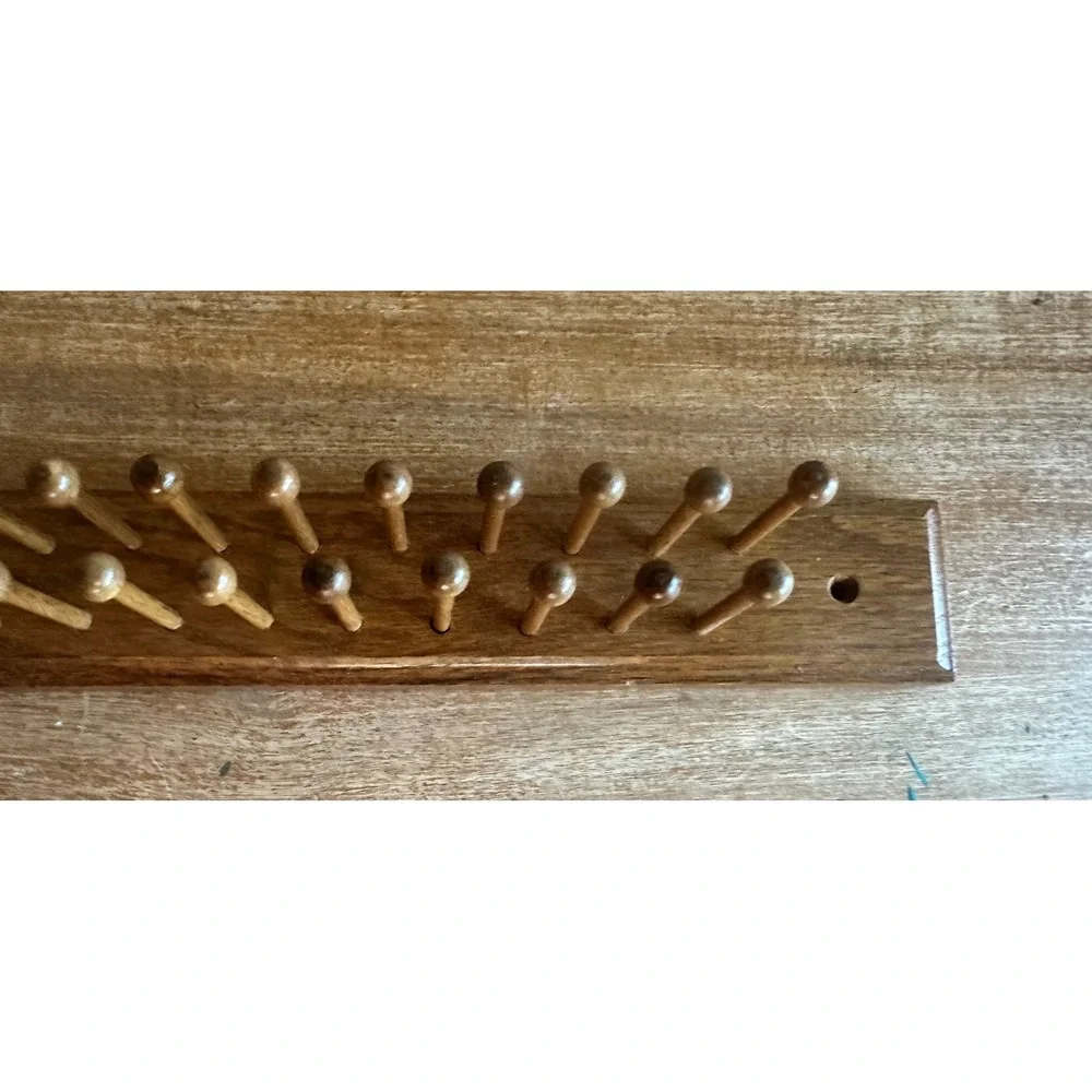 Interpur Vintage Wood Wall Rack 28 Peg Tie Jewelry Organizer Brown Mid Century